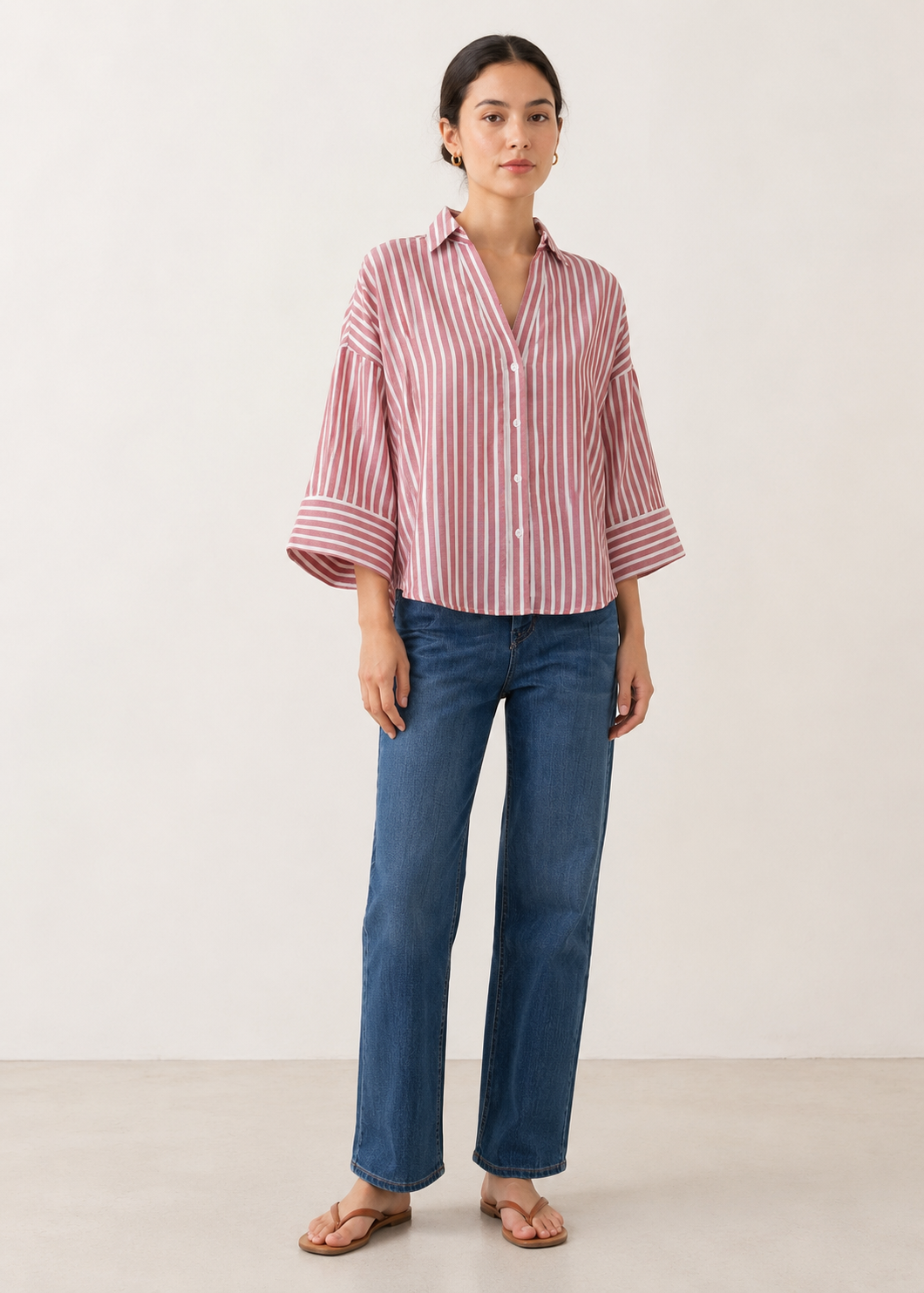 boxy cut striper shirt - WWS03SS26A
