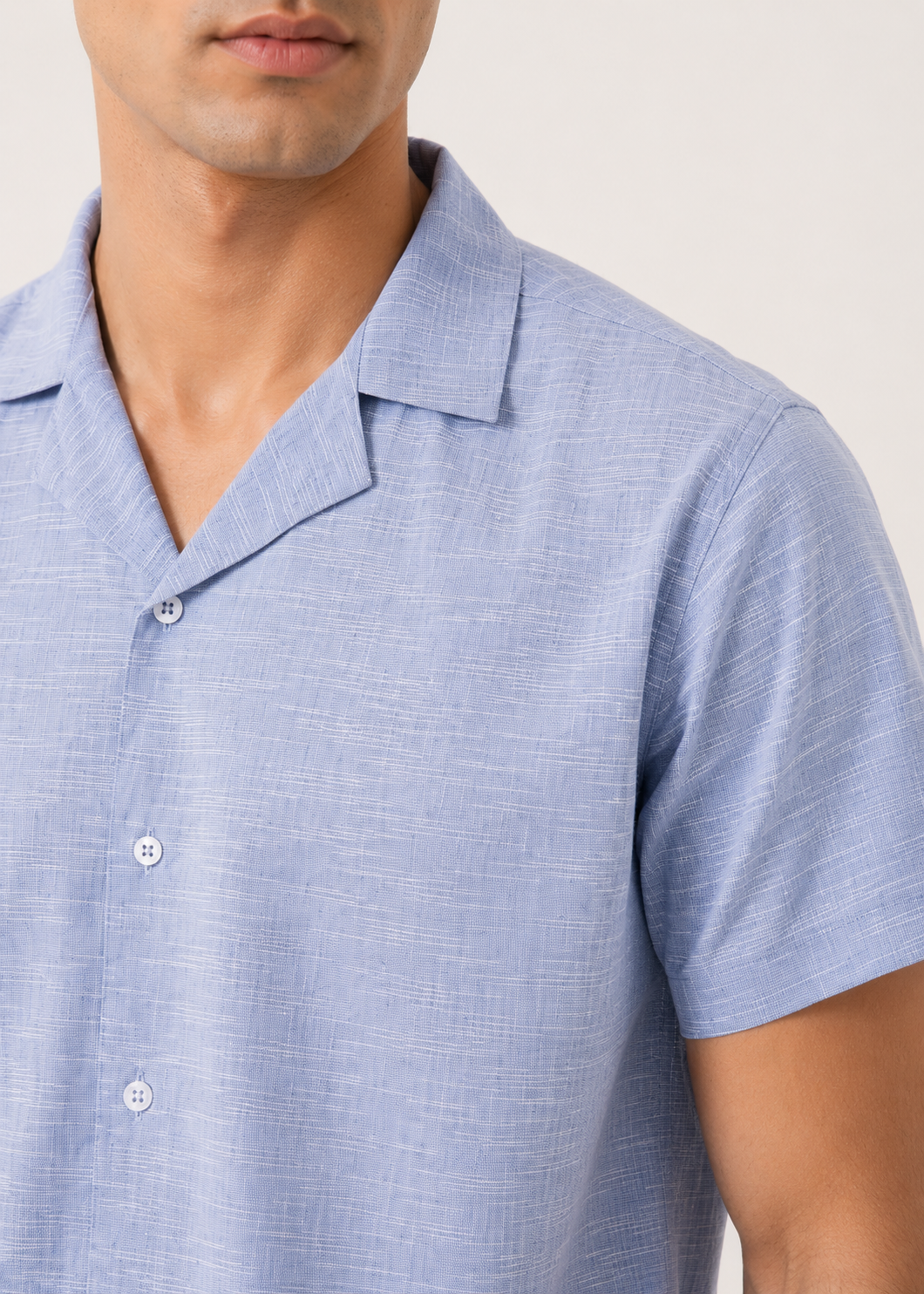 Notch Collar Cotton Shirt