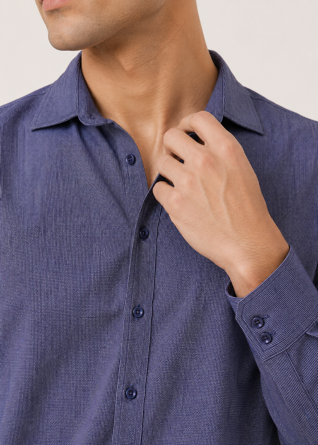 Linen Blend Checkered Shirt