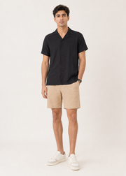 Notch Collar Jacquard Shirt