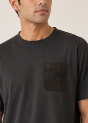 Crew Neck suede pocket T-Shirt