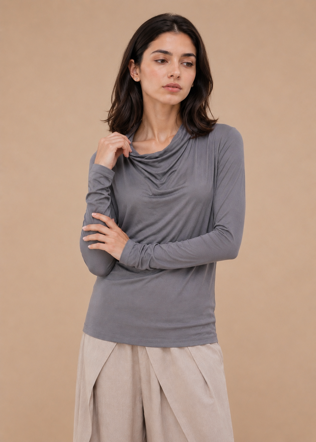drapped neck knit top