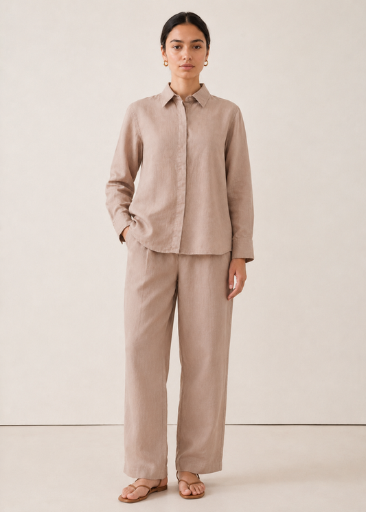 BASIC LINEN  BUTTON-DOWN CO-ORD