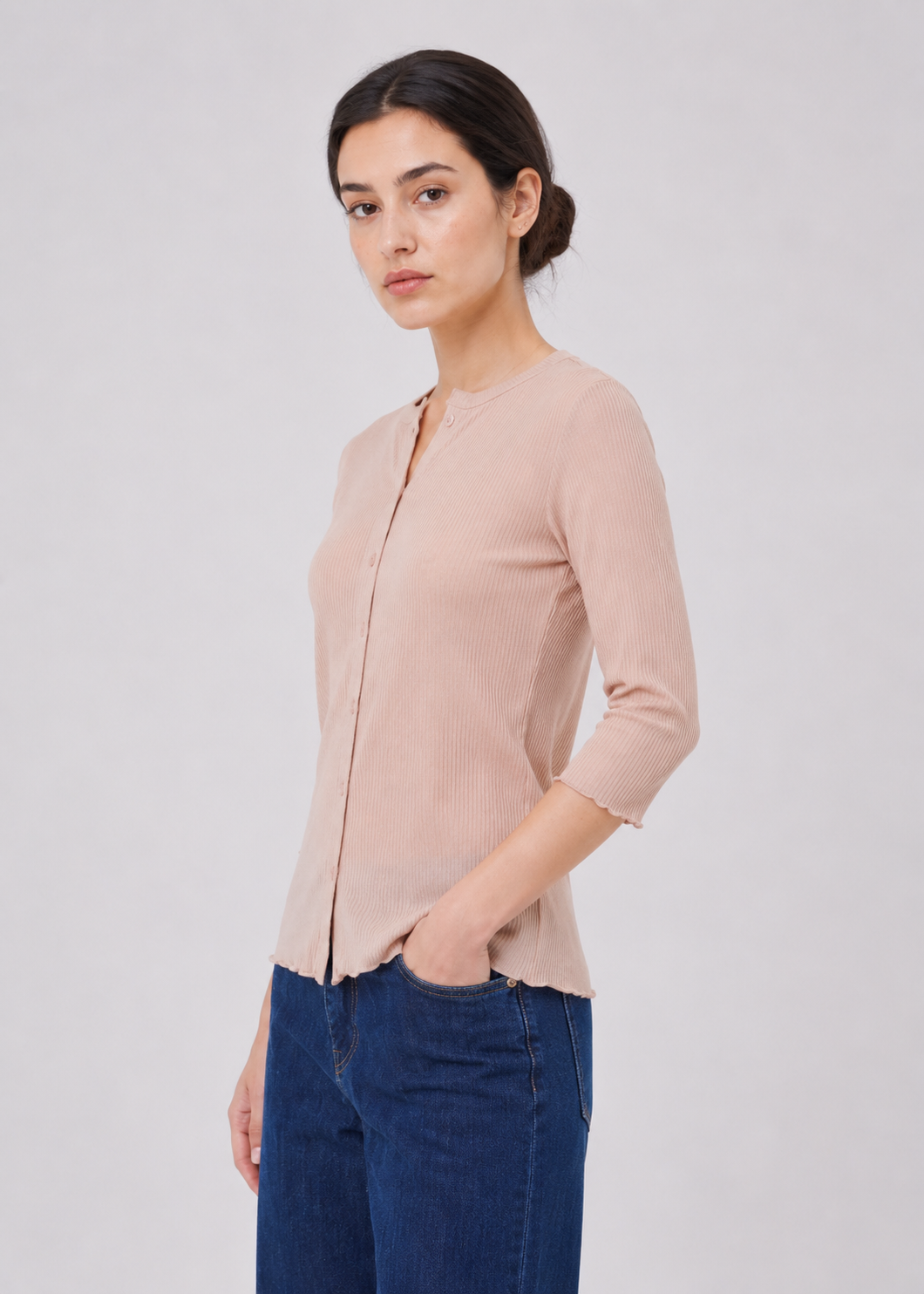 front open knit shirt