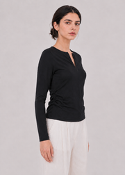 double neck half zip T-shirt