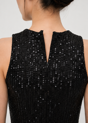 Black Sequin Sleeveless Crop Top