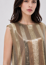 two tone sleeveless sequin top