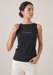 boat neck tank top with slogan - WKT06SS26A