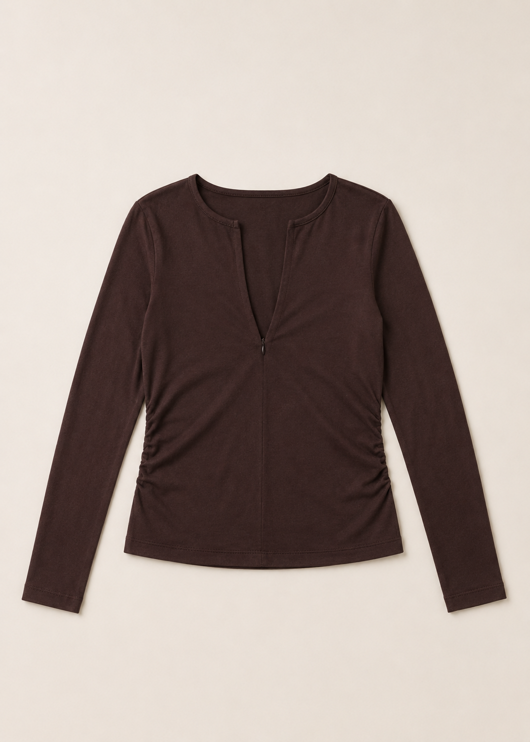 double neck half zip T-shirt - WKT017SS26A