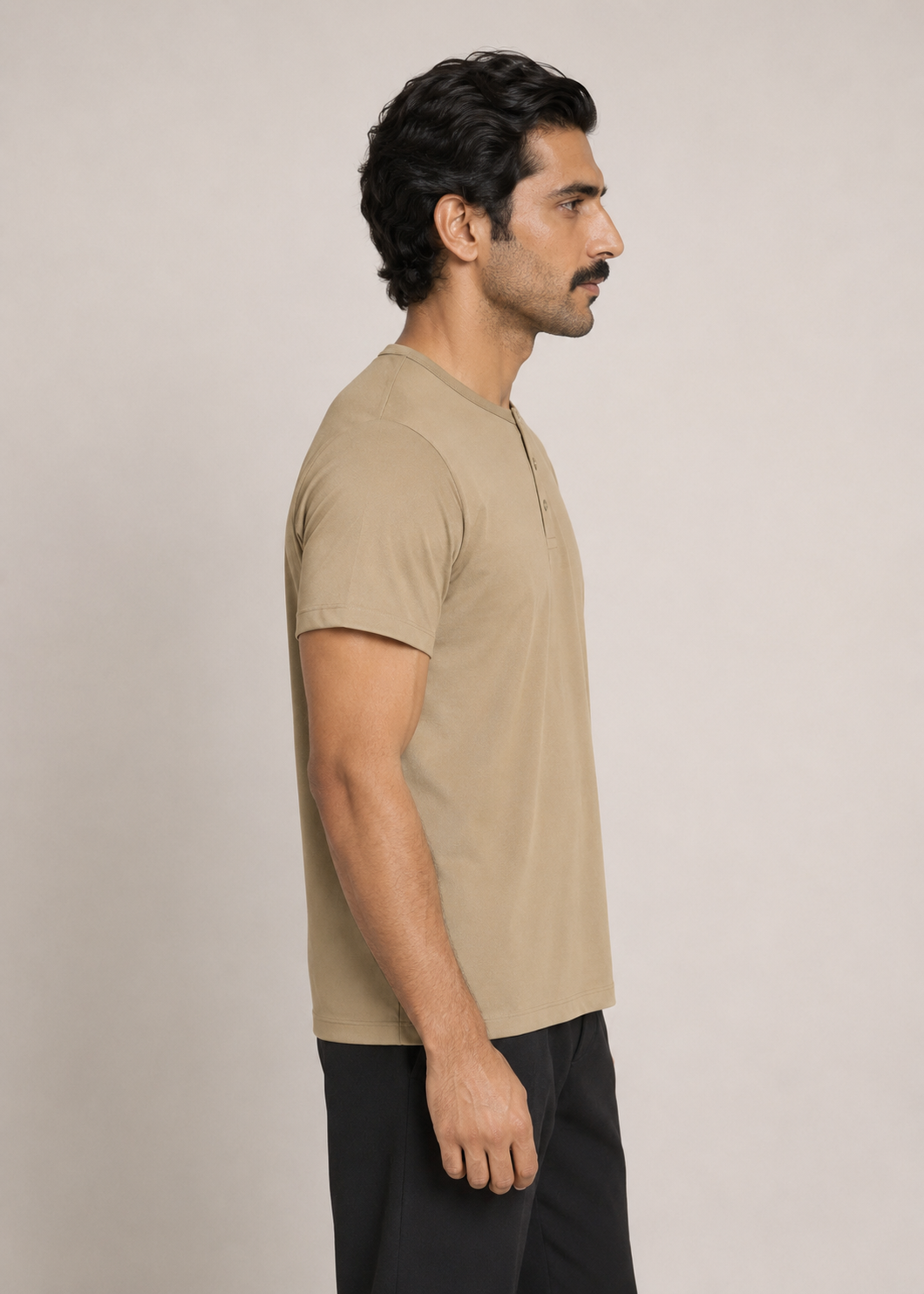 Blended Pique Henley T-Shirt