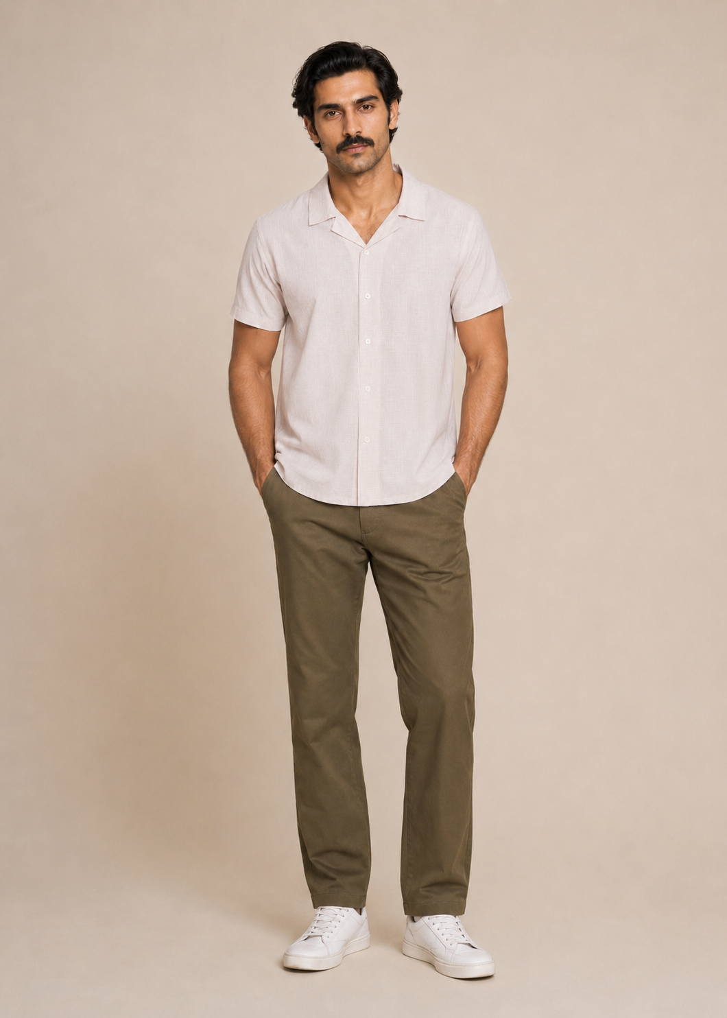 Notch Collar Jacquard Shirt