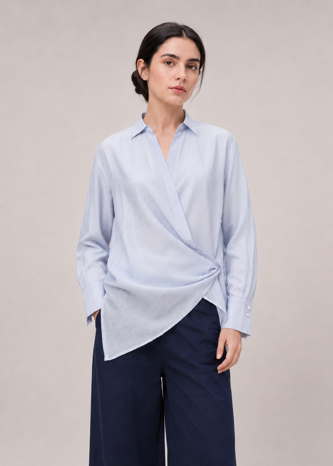 Overlapped Fashion Top – Blue