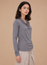 drapped neck knit top