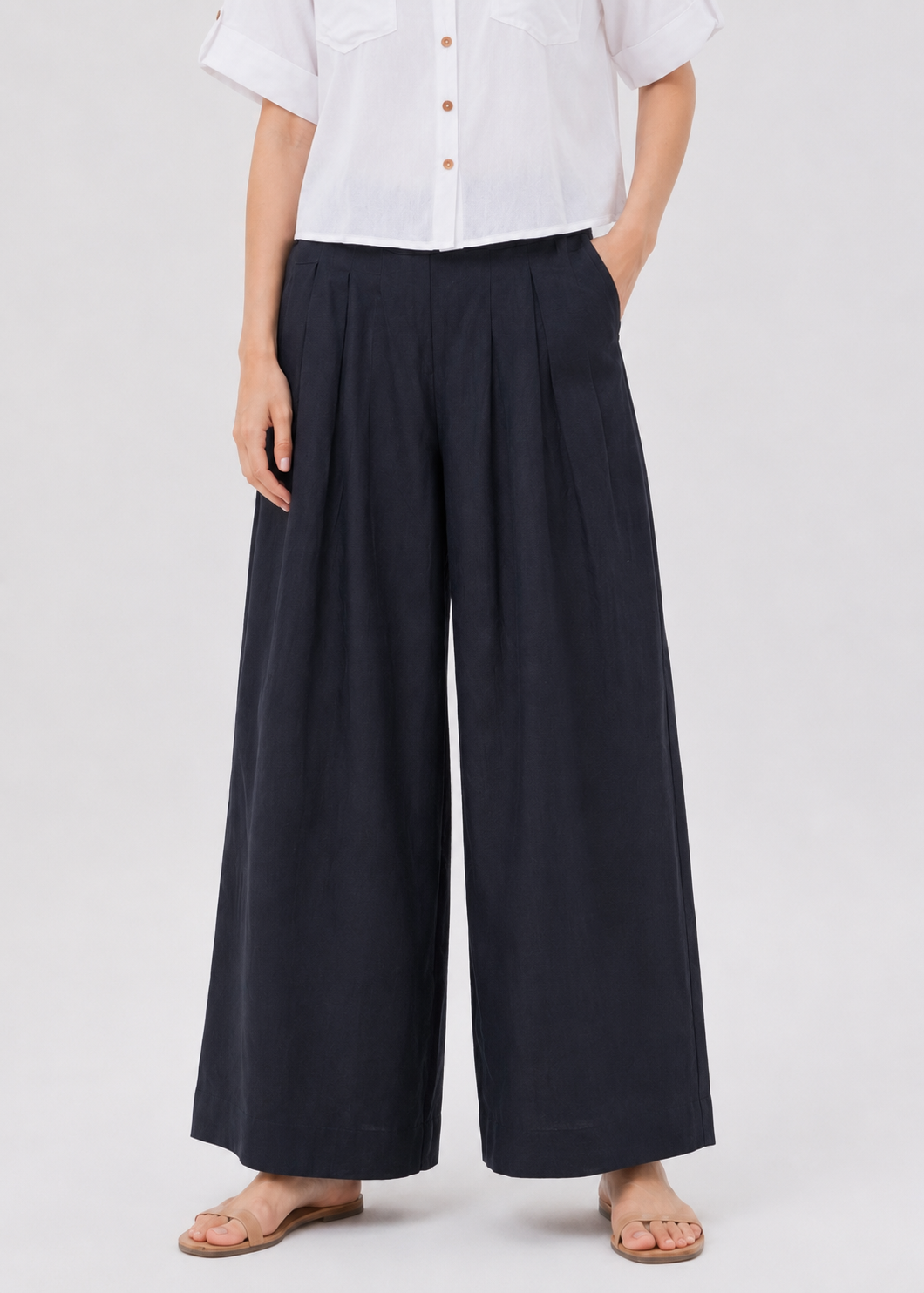 wide leg linen trousers