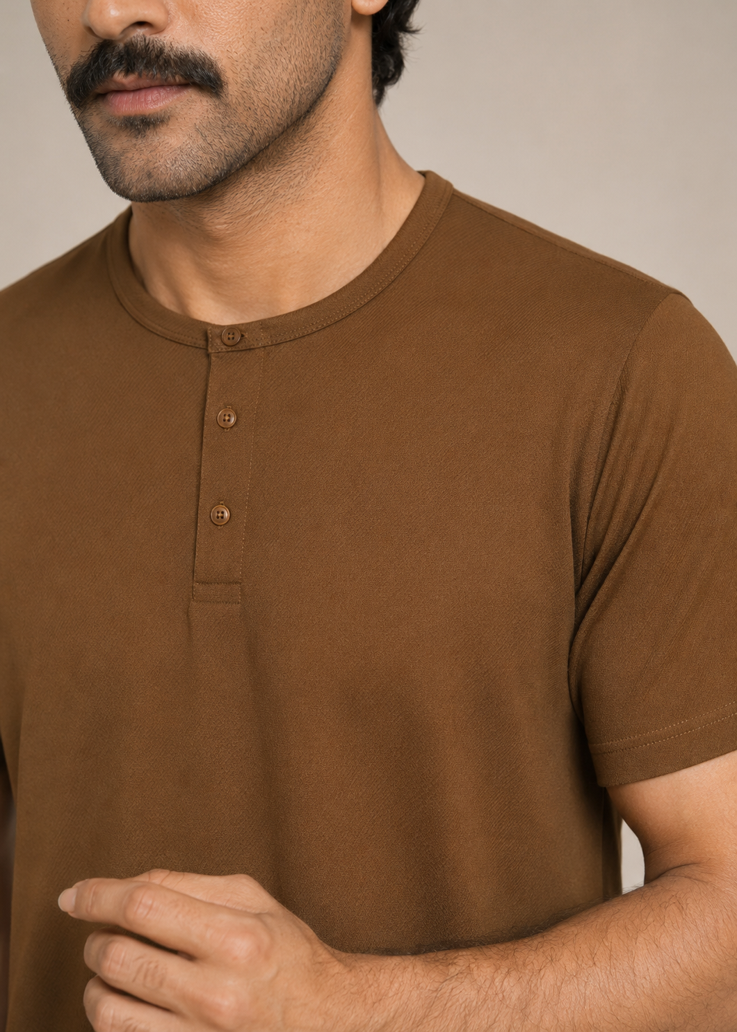 blended pique henley tshirt - MKT14SS26C