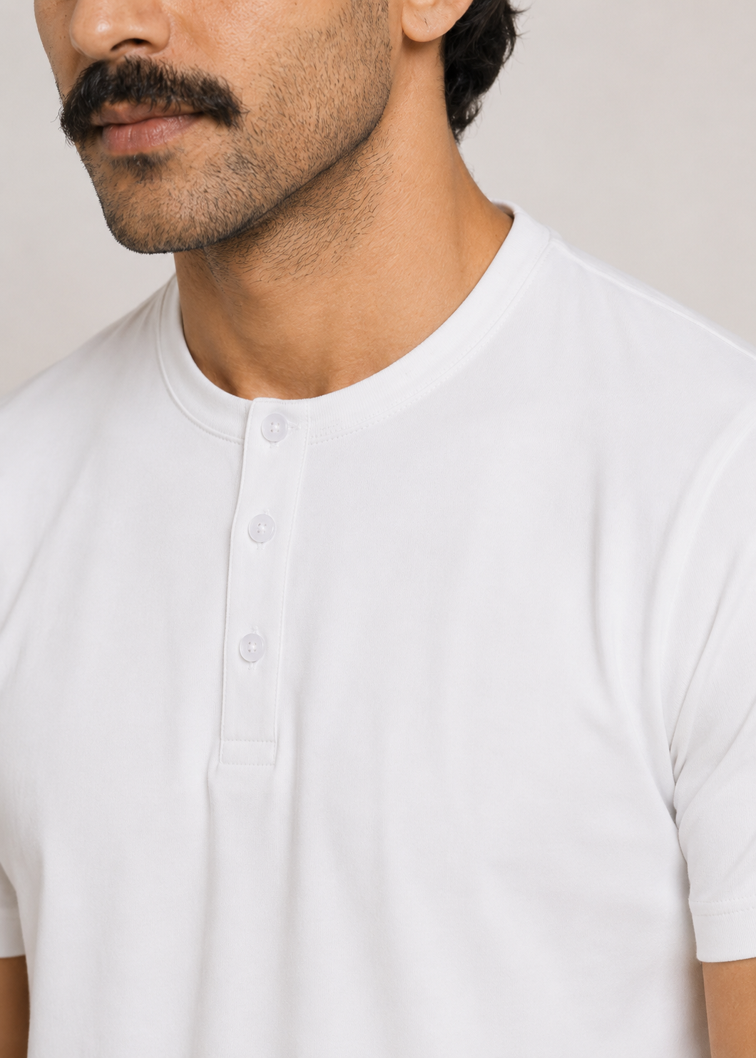 Blended Pique Henley T-Shirt