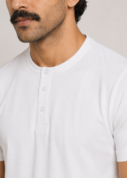 Blended Pique Henley T-Shirt
