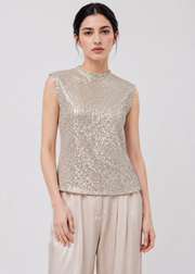 White Sequin Sleeveless Crop Top