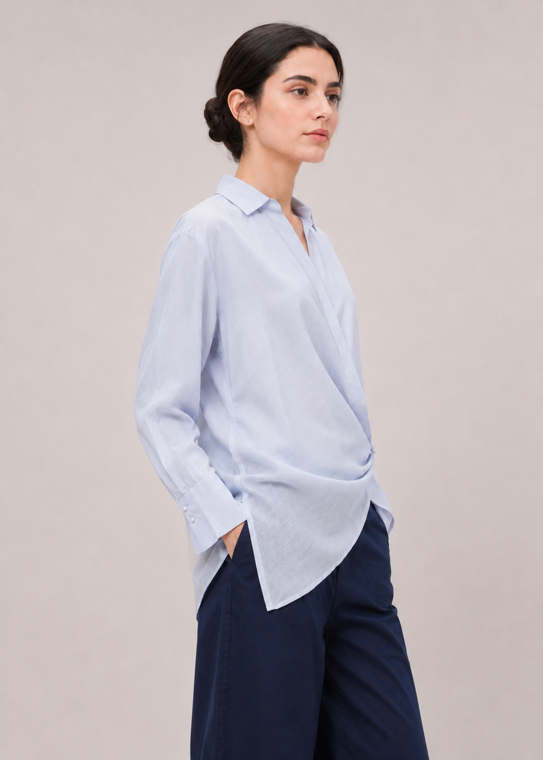 Overlapped Fashion Top – Blue