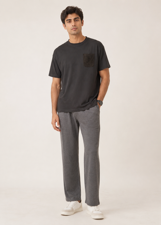 Crew Neck suede pocket T-Shirt