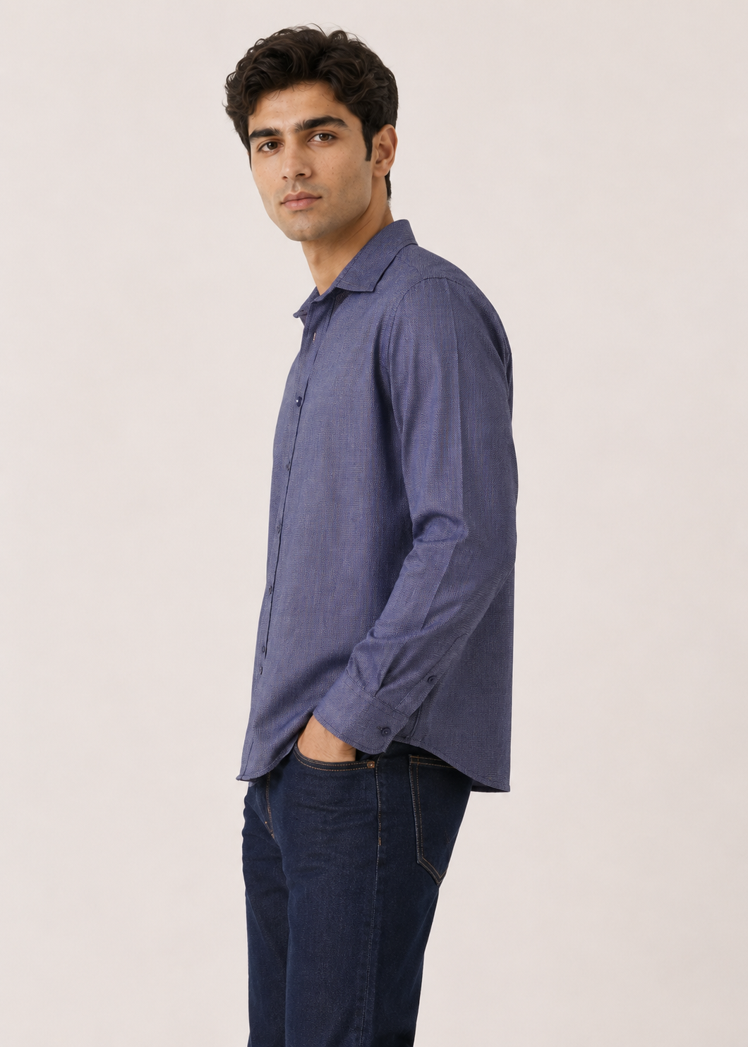 linen blend checkered shirt