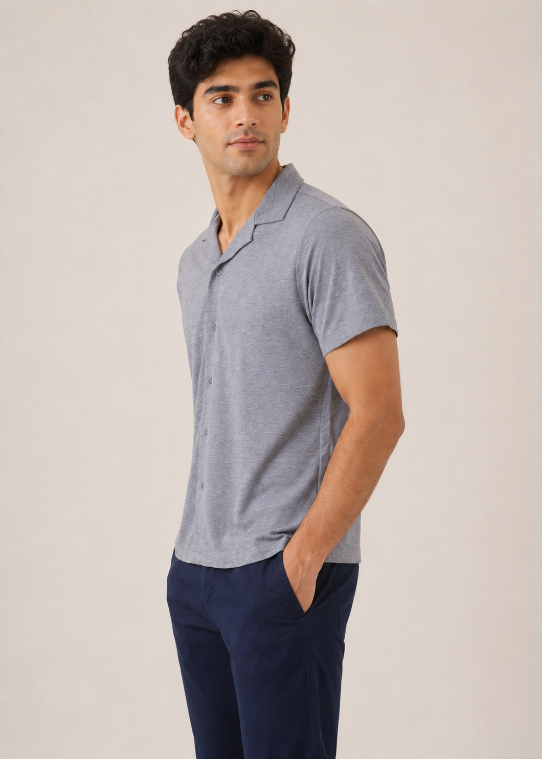 knotch collar knit shirt