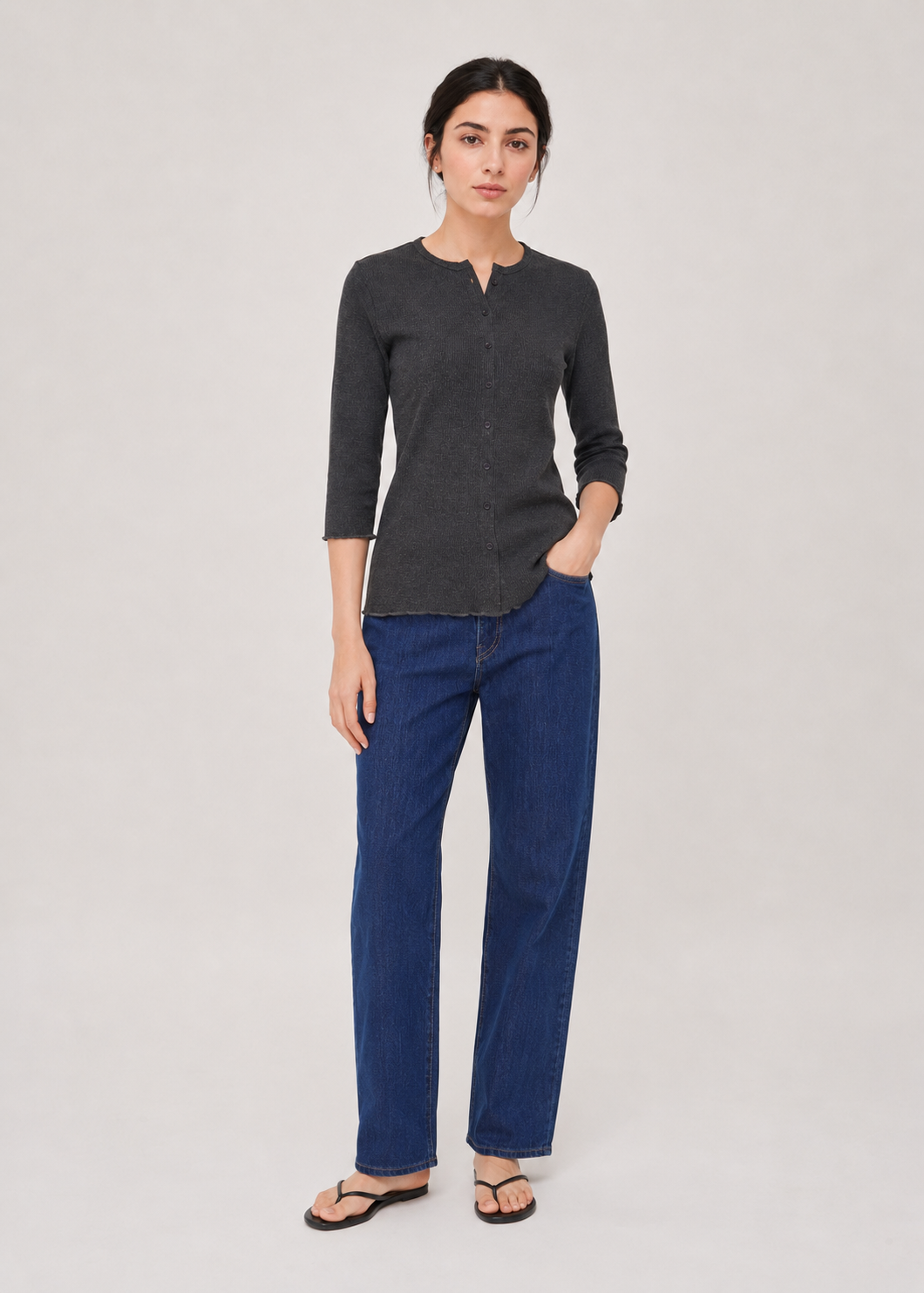 front open knit shirt
