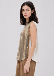 two tone sleeveless sequin top