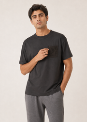 Crew Neck suede pocket T-Shirt