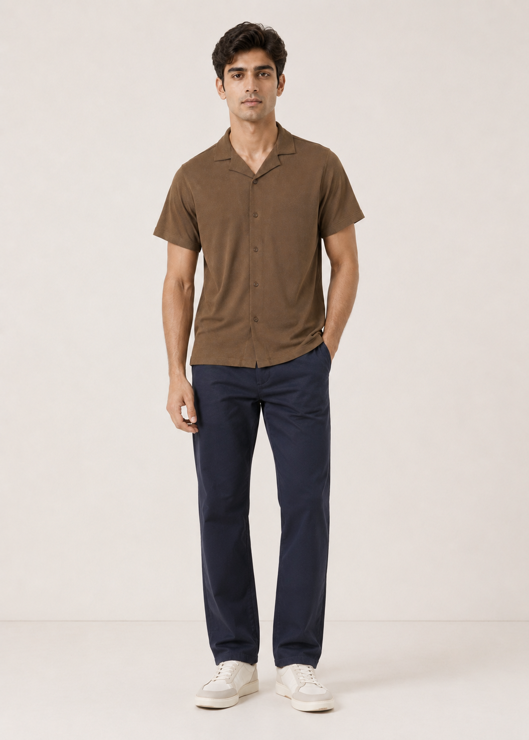 knotch collar knit shirt