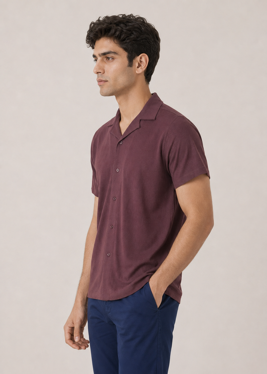 knotch collar knit shirt