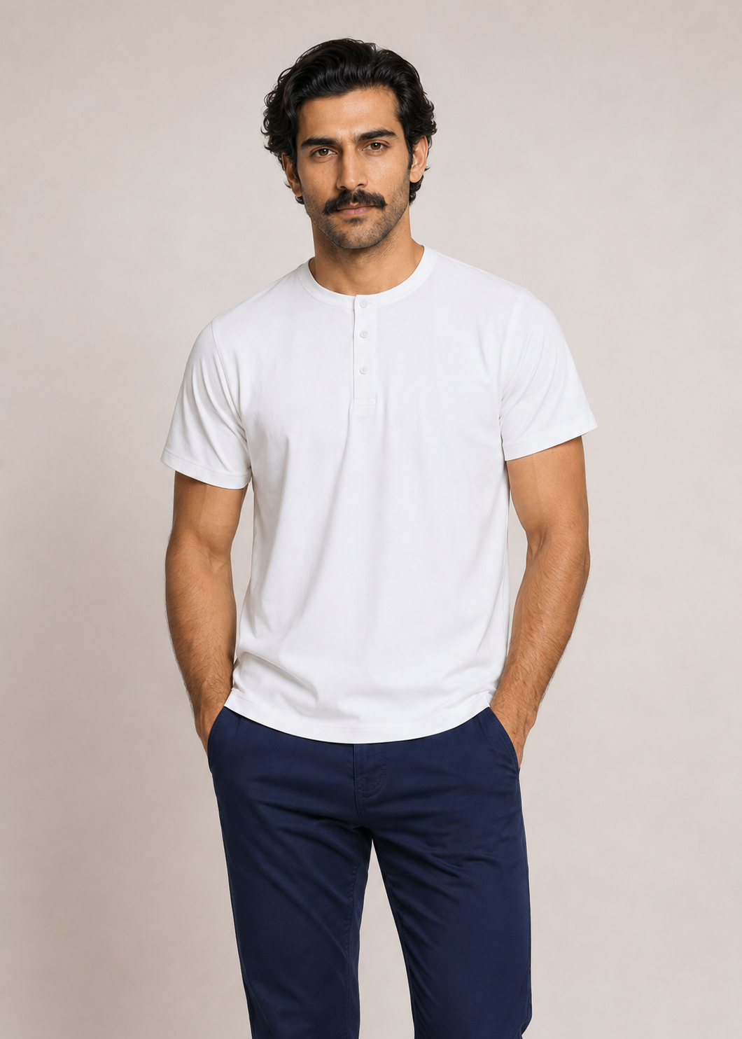 Blended Pique Henley T-Shirt