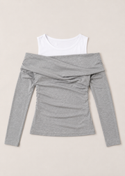 double shirt off shoulder top