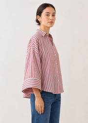 boxy cut striper shirt - WWS03SS26A