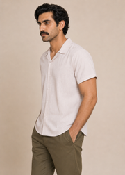 Notch Collar Jacquard Shirt