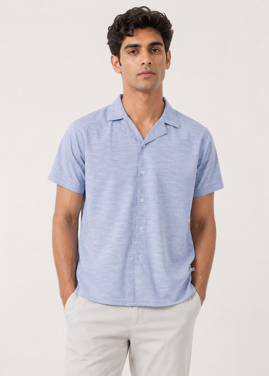 Notch Collar Cotton Shirt