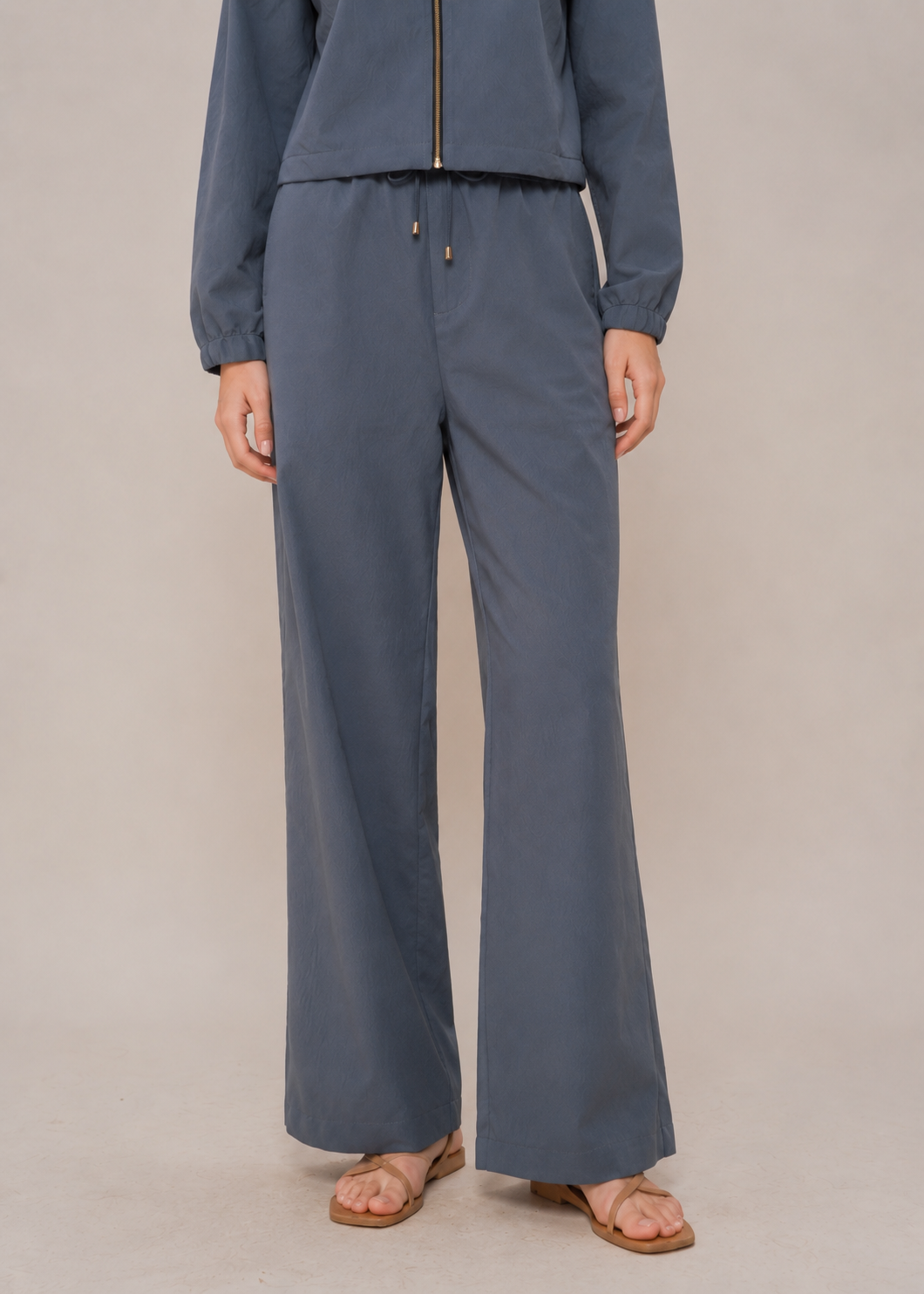 front zipped collar shirt cordset