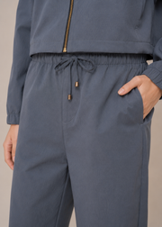 front zipped collar shirt cordset