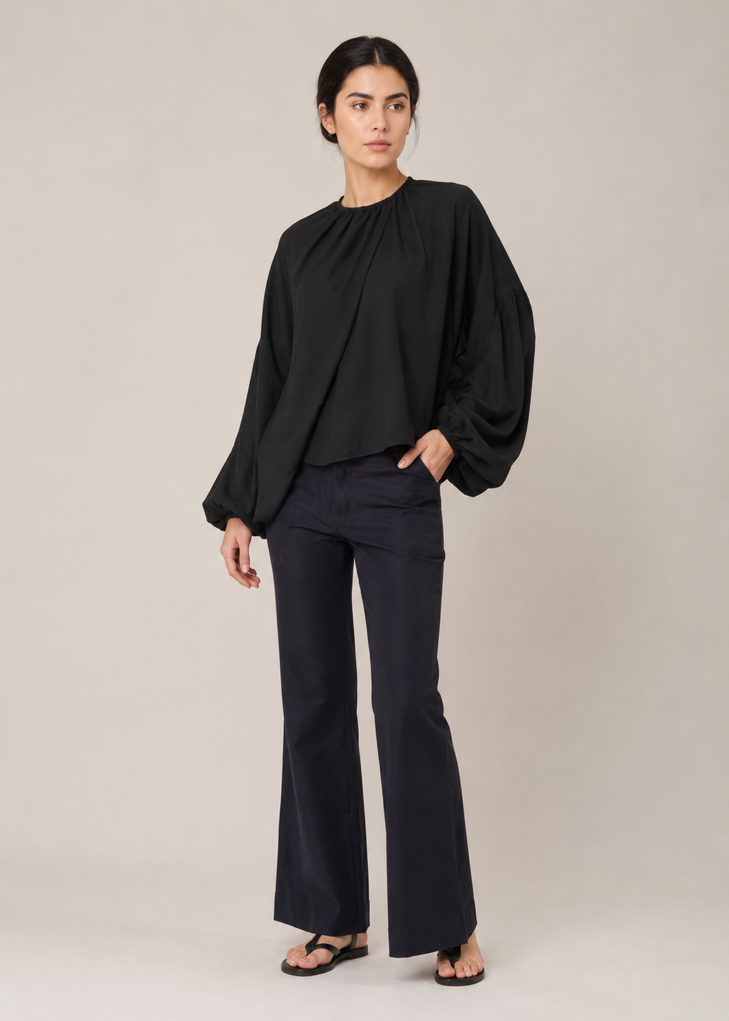 Overlapped Fashion Top – Black