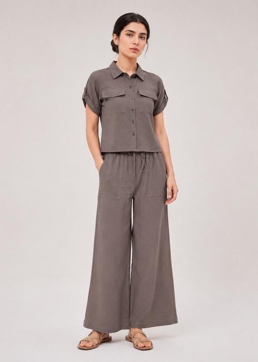 CASUAL LINEN  BUTTON-DOWN CO-ORD