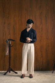 STRAIGHT FIT LINEN PANTS