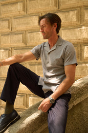 NOTCH COLLAR KNITTED SHIRT