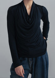 DRAPED NECK KNIT TOP
