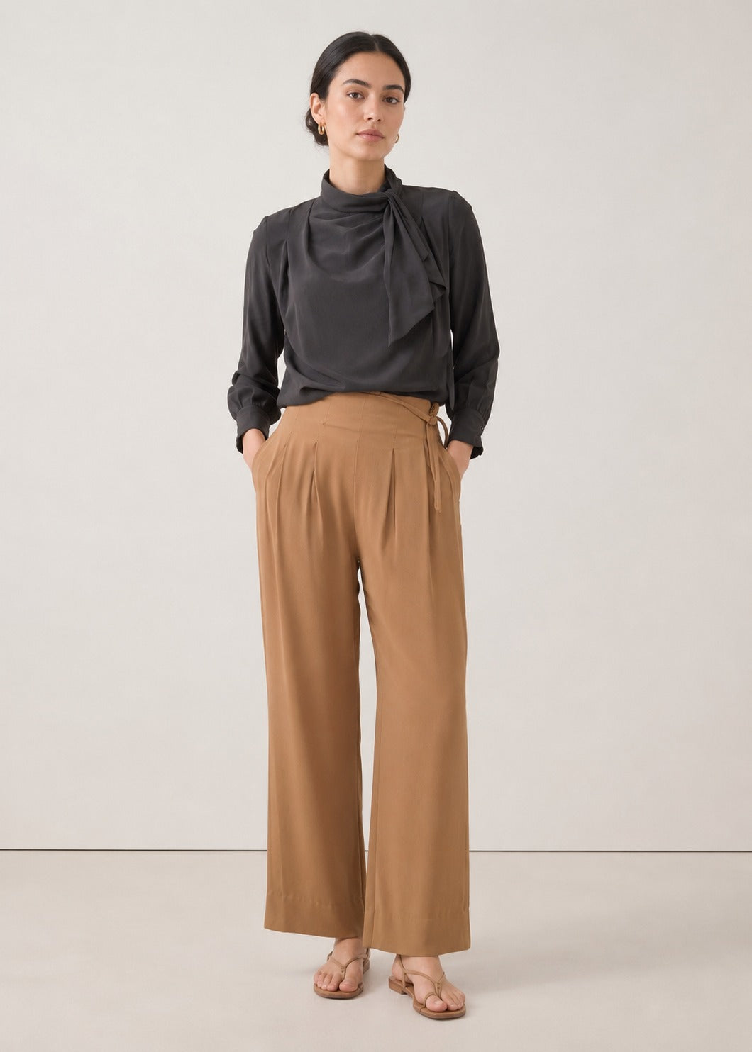 Viscose Twill Pleated Trouser