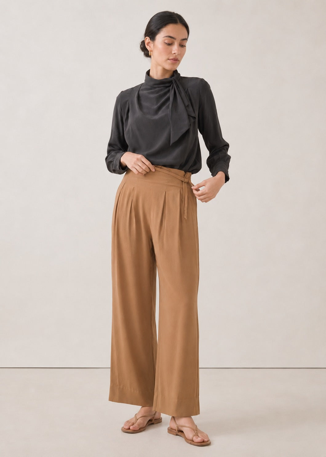 Viscose Twill Pleated Trouser