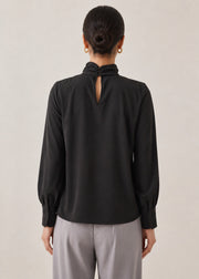 Tie-Neck Long Sleeve Blouse