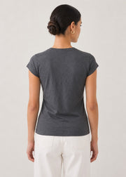 Cap Sleeve V-Notch Knit Top