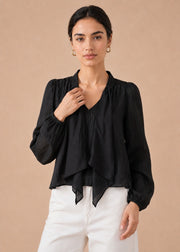 Tie-Neck Flowy Blouse