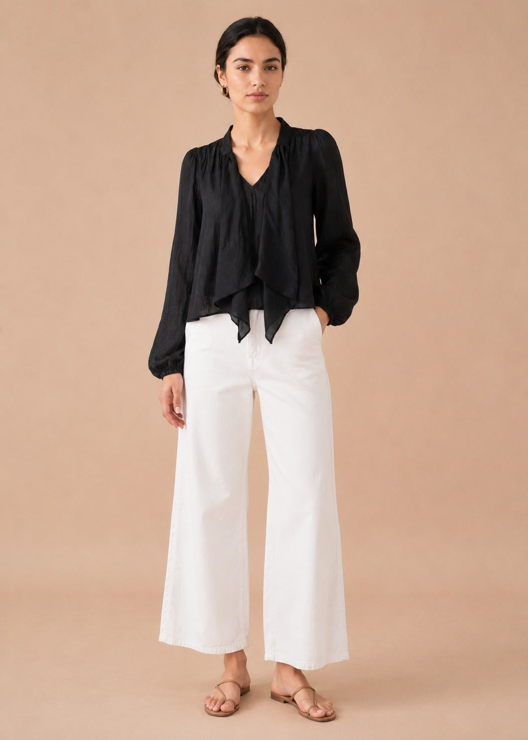 Tie-Neck Flowy Blouse