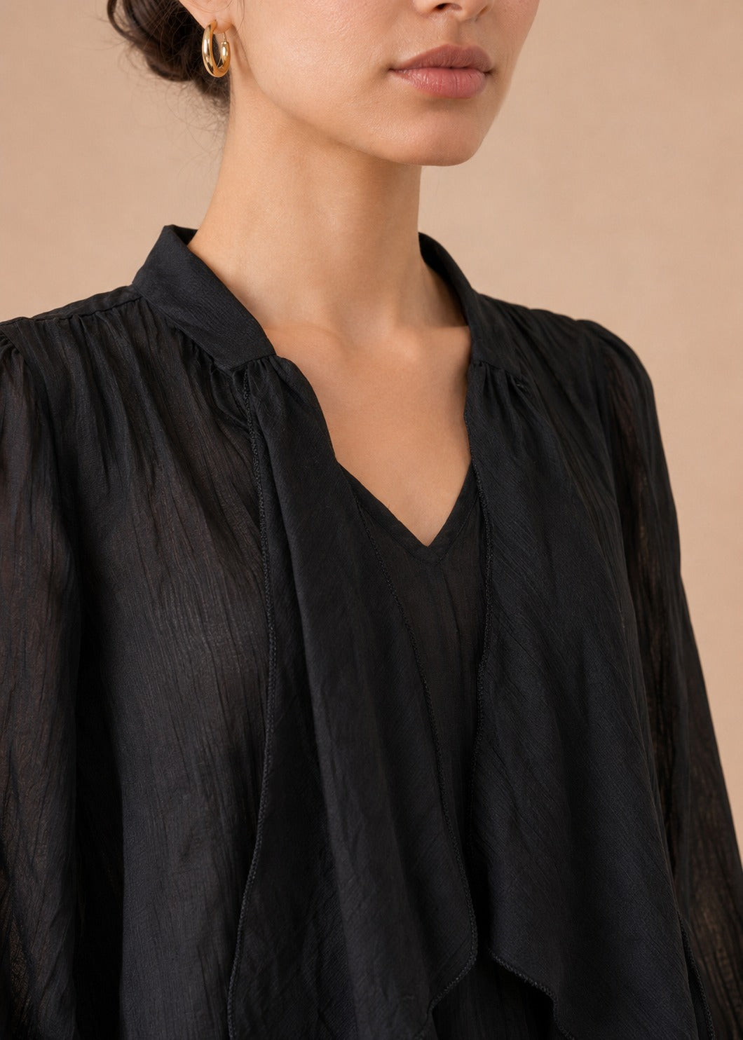 Tie-Neck Flowy Blouse